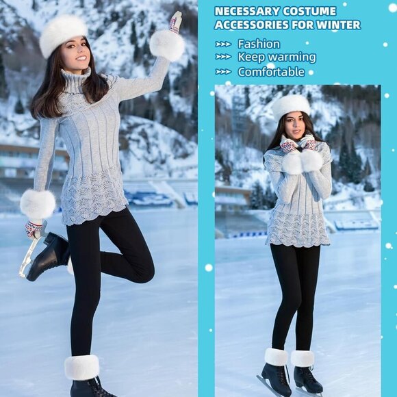 Faux Fur Headband Set Warm Wrist Leg Cuffs Winter Accessories for Girls main image 5